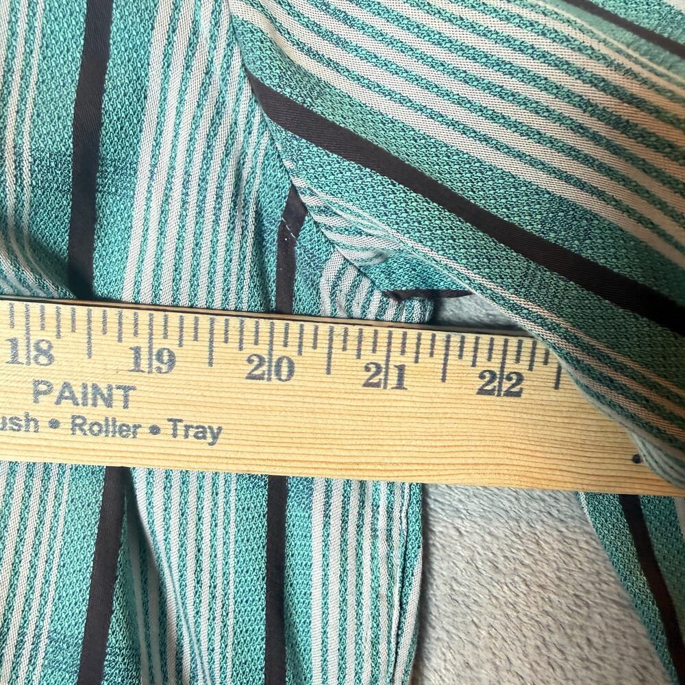 Robert Graham Mens Striped Shirt Teal Flip Cuff Button Down Medium M - Picture 4 of 6